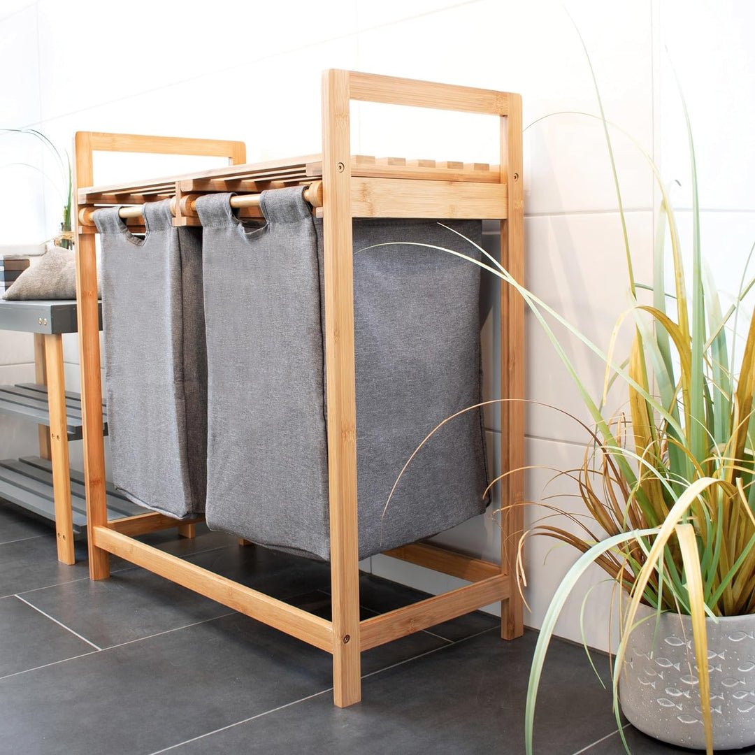 osoltus Bali Bambus Holz Wäschesortierer