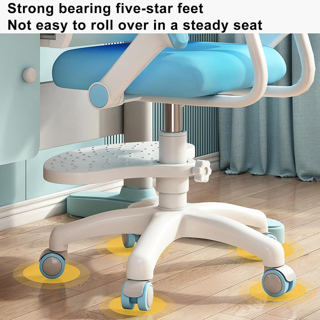 Kinder Schreibtischstuhl mit 360° Rädern, höhen- und tiefenverstellbar, ergonomisch Stabiler Lernstu