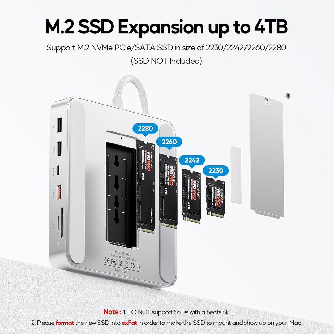 Upgraded iMac Hub für M1/M3/M4, iMac Zubehör M4 unterstützt 4TB SSD-Gehäuse (SSD Nicht enthalten), U