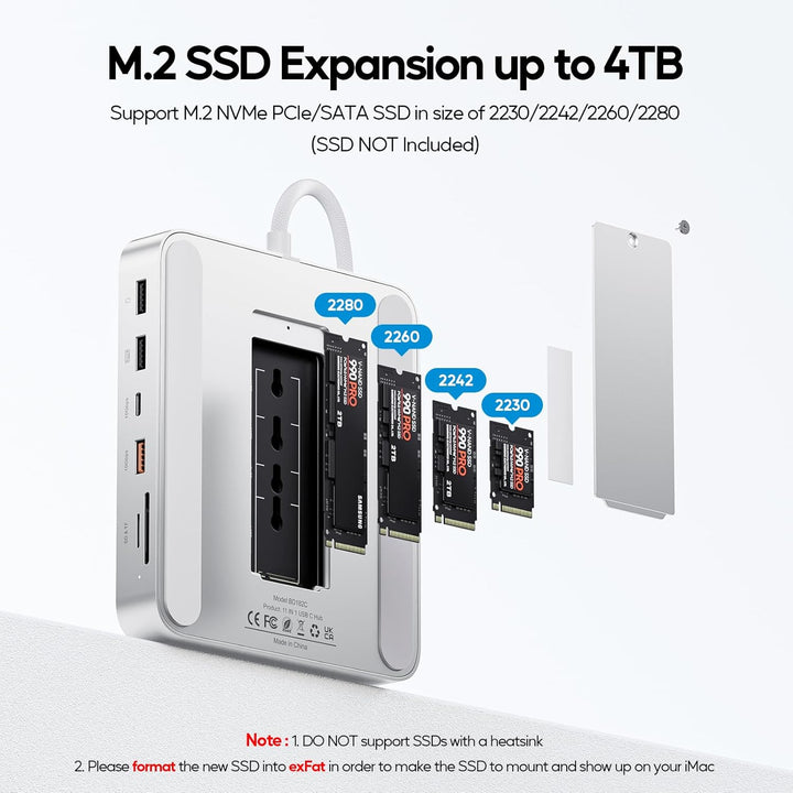 Upgraded iMac Hub für M1/M3/M4, iMac Zubehör M4 unterstützt 4TB SSD-Gehäuse (SSD Nicht enthalten), U