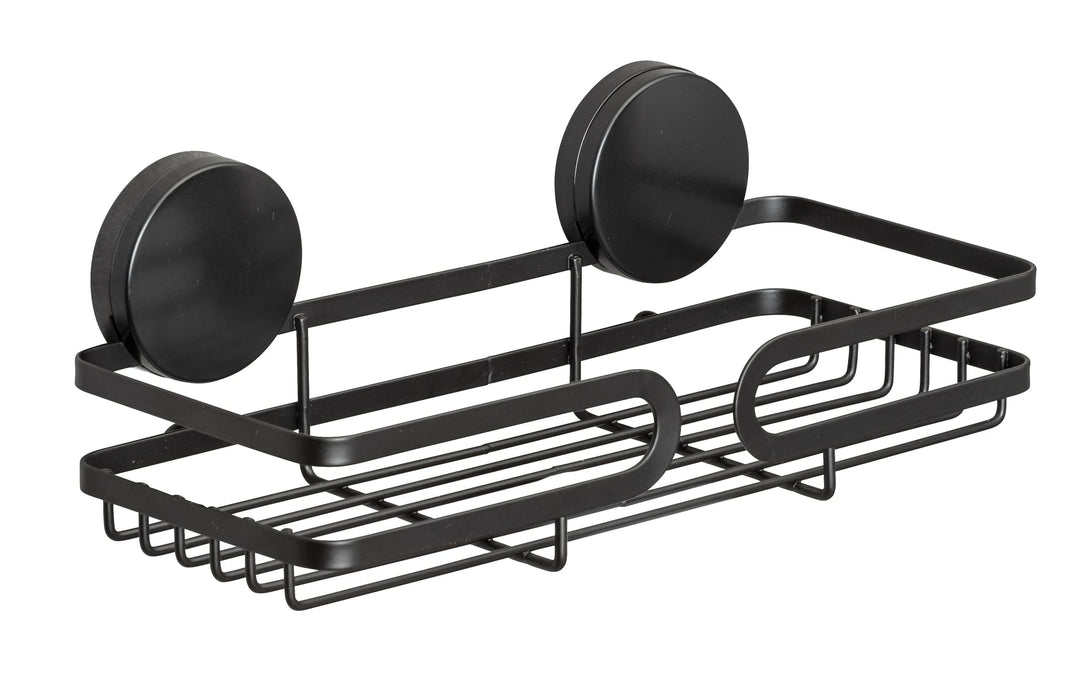 WENKO Static-Loc® Plus Wandablage Pavia Schwarz, Badezimmerregal, Befestigen ohne bohren, sicherer H