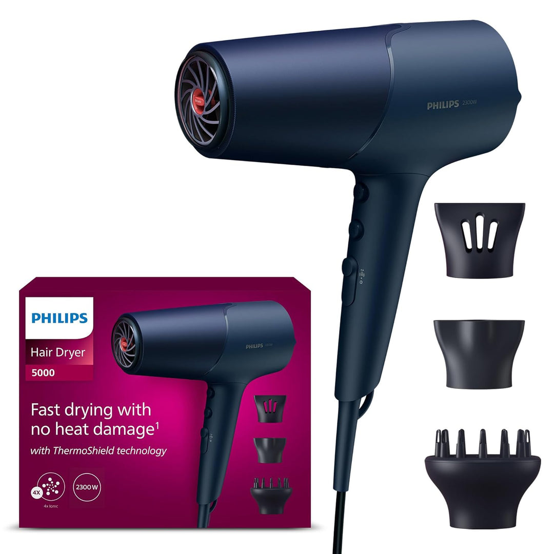 Philips 5000 Series Haartrockner – Föhn mit ThermoShield Technologie, Volumendiffusor und 9 mm und 1