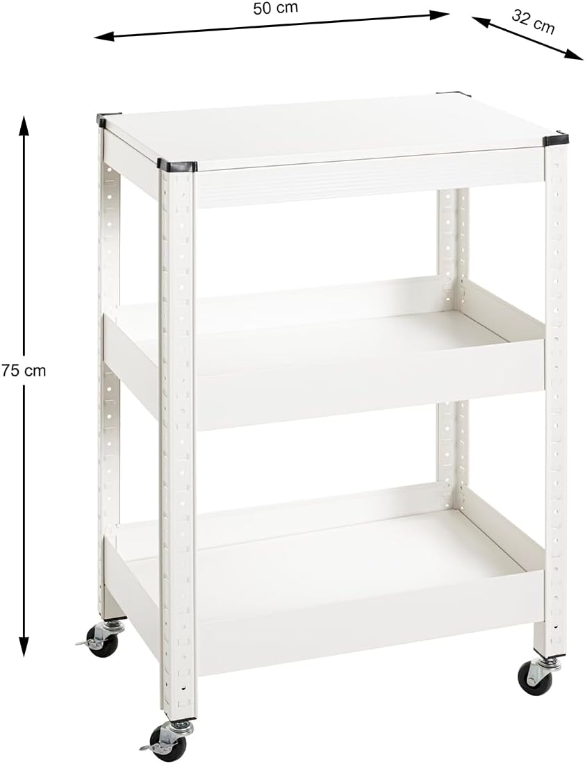 HAKU Möbel Servierwagen, weiss, Metall - Masse: B 50 x H 75 x T 32 cm, Style: Modern, Weiß