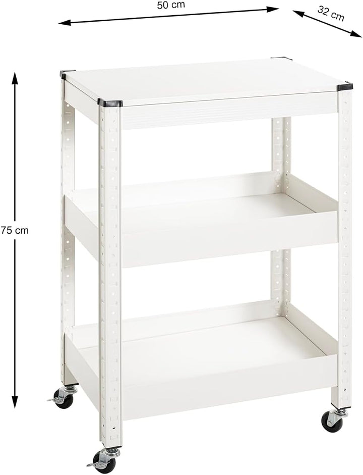 HAKU Möbel Servierwagen, weiss, Metall - Masse: B 50 x H 75 x T 32 cm, Style: Modern, Weiß