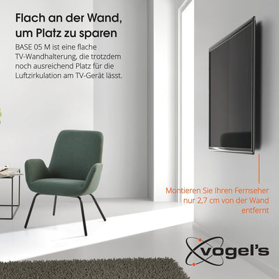 Vogel's BASE 05M flache TV Wandhalterung für 32-55 Zoll (81-140 cm) Fernseher, Flach, Max. 30 kg, Ha