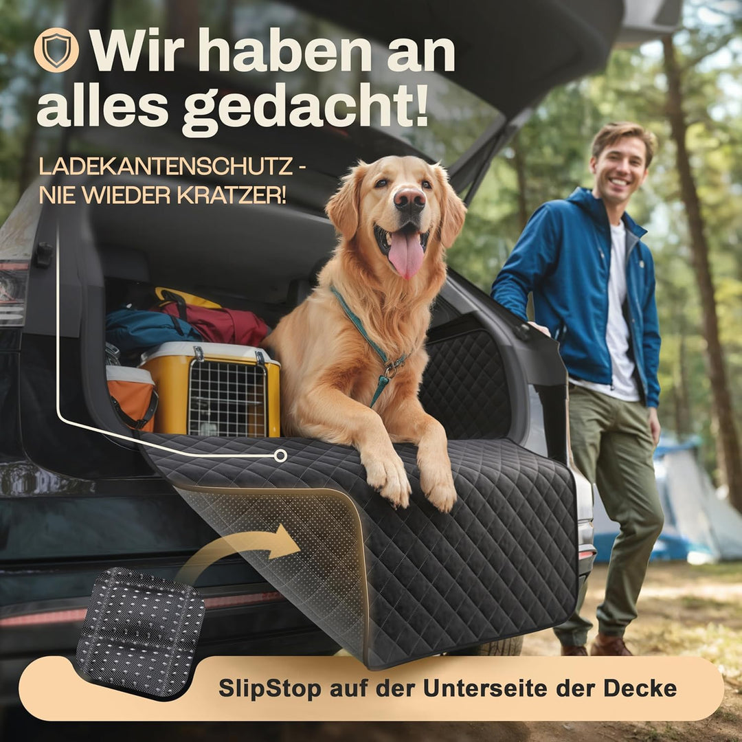 HELDENWERK Kofferraumschutz Hund gesteppt mit Seiten- und Ladekantenschutz I Hundedecke Auto Kofferr