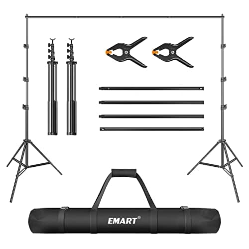 EMART Fotohintergrund Ständer 2,6m x 3m, Verstellbare Foto Hintergrundsystem Fotografie mit 2 Federk