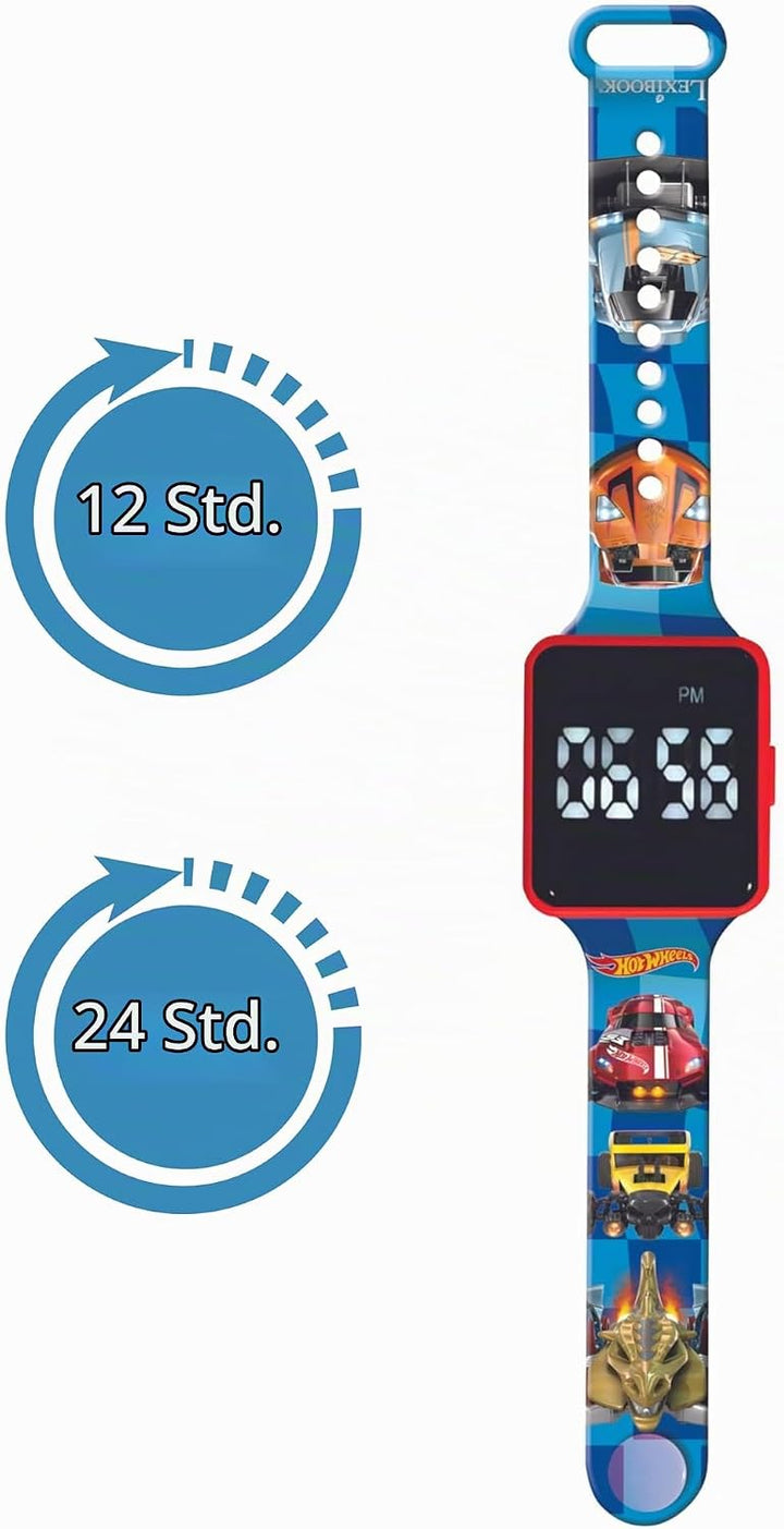 Lexibook, Hot Wheels, Digitaluhr, 12- oder 24-Stunden-Anzeige, Blau, DMW060HW 12-hour or 24-hour tim