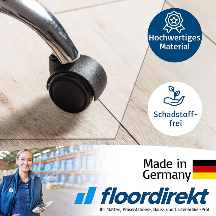 Floordirekt Bodenschutzmatte für Hartböden - Neo - transparente Bürostuhlunterlage Bodenmatte Stuhlu