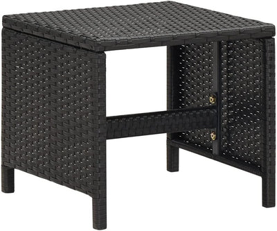 homiuse 40,5x40,5x35 cm Gartenhocker 4 STK. mit Sitzkissen Poly Rattan Schwarz Fussbank Rattan Hocke
