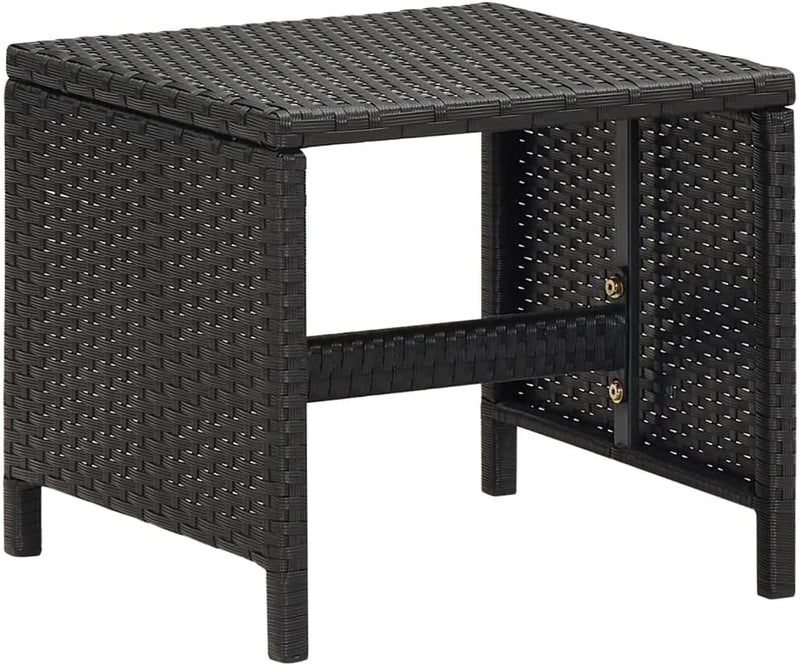 homiuse 40,5x40,5x35 cm Gartenhocker 4 STK. mit Sitzkissen Poly Rattan Schwarz Fussbank Rattan Hocke