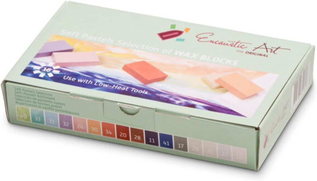 ENCAUSTIC ART Das Original – weiche Pastellauswahl, Set mit 16 Encaustic Wachsblock-Farben, ungiftig