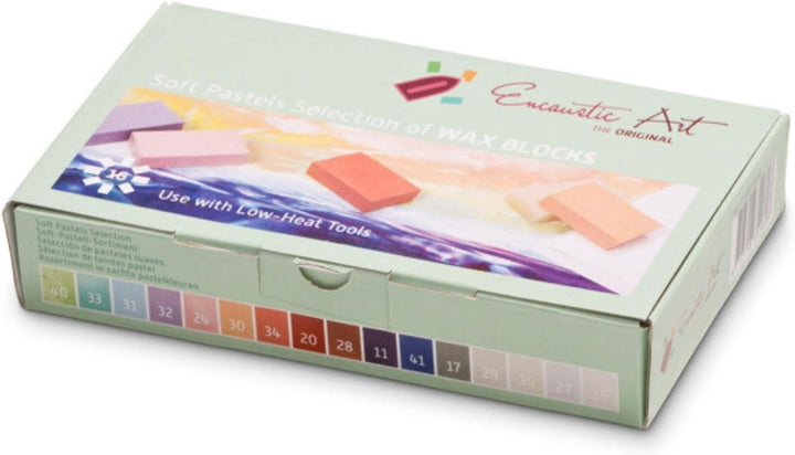ENCAUSTIC ART Das Original – weiche Pastellauswahl, Set mit 16 Encaustic Wachsblock-Farben, ungiftig