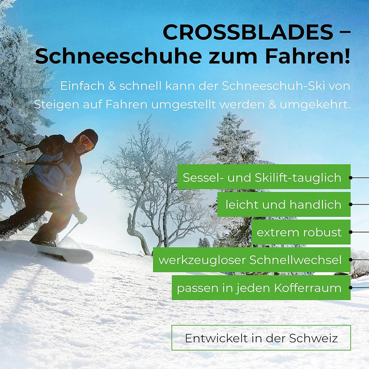 Crossblades Tasche Schwarz + Tragegriff I Tasche für die Schneeschuhe mit Aufhängelasche + Namenssch