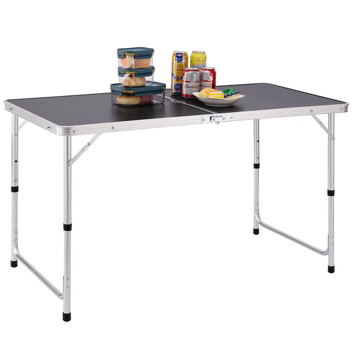 BAKAJI Campingtisch Picknick grau mit Verstellbarer Höhe, Gestell aus Aluminium, zusammenklappbares