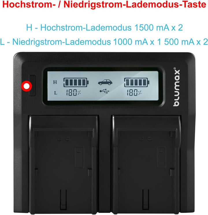 Doppel-Ladegerät ersetzt Sony NP-F970 / Np-F960 Dual Charger | kompatibel mit Sony NP-F970 NP-F960 N