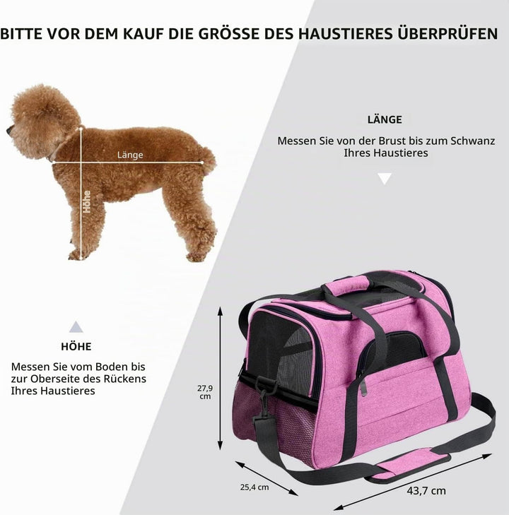 kleine Hunde Transportbox,transportbox Katze, Atmungsaktive und Faltbare Hundebox mit Verstellbarem,