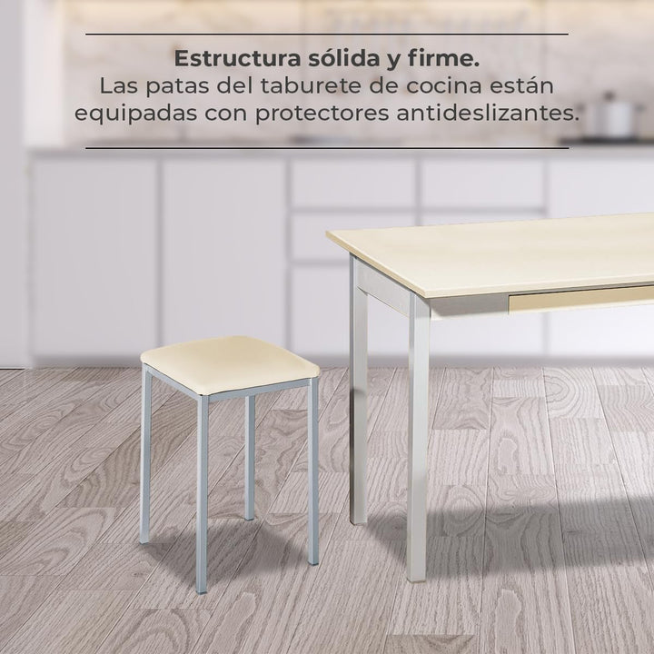 ASTIMESA - Gepolsterter Küchenhocker - Solide und Feste Struktur - Gestell Farbe Aluminium und Sitzf