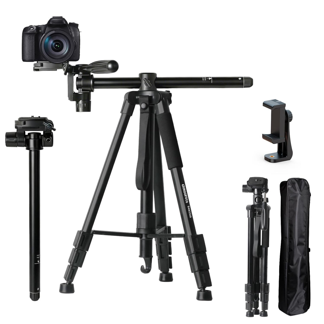 CAMBOFOTO Stativ Kamera mit Mittelsäule 167 cm für Kamera &amp; Handy | 3 kg Tragkraft, Schnellwechselpl