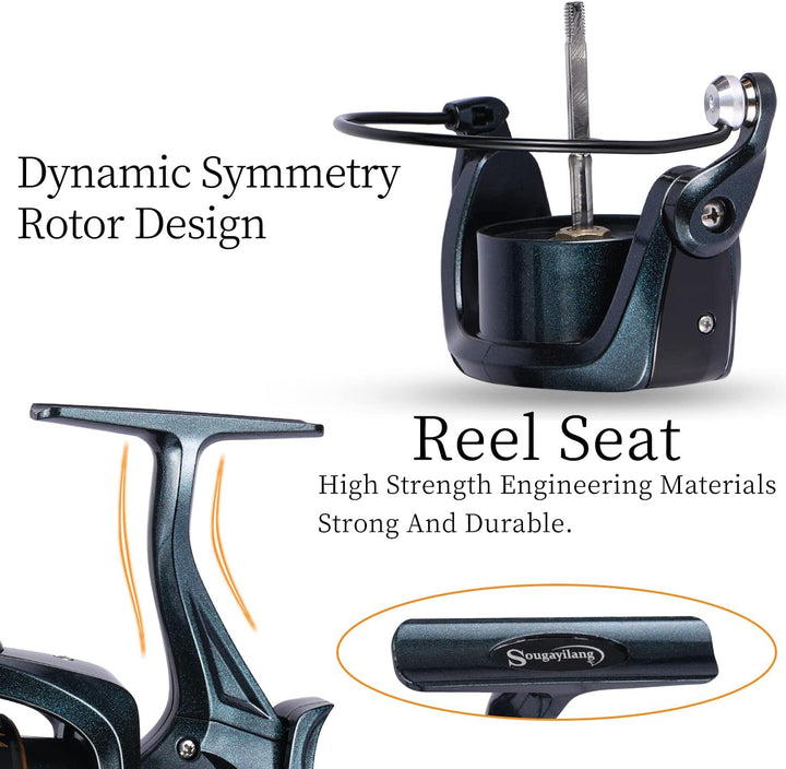 Sougayilang Angelrollen Karpfenangelrolle 13+1BB Kugellager Spinnrollen, Bait Runner Rollen, Glatte,