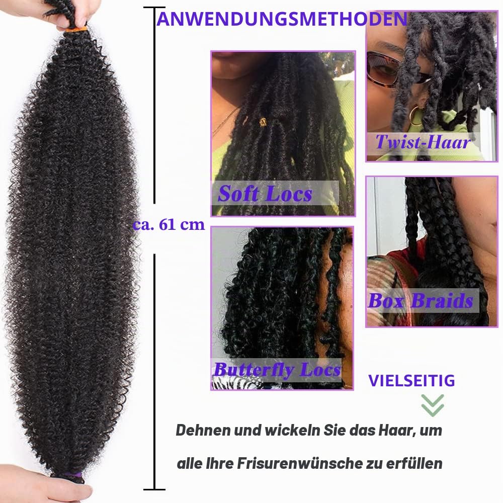 Leeven 24 Inch Pre-Separated Springy Afro Twist Hair 8 Packs Popping Spring Twist Hair for Marley Lo