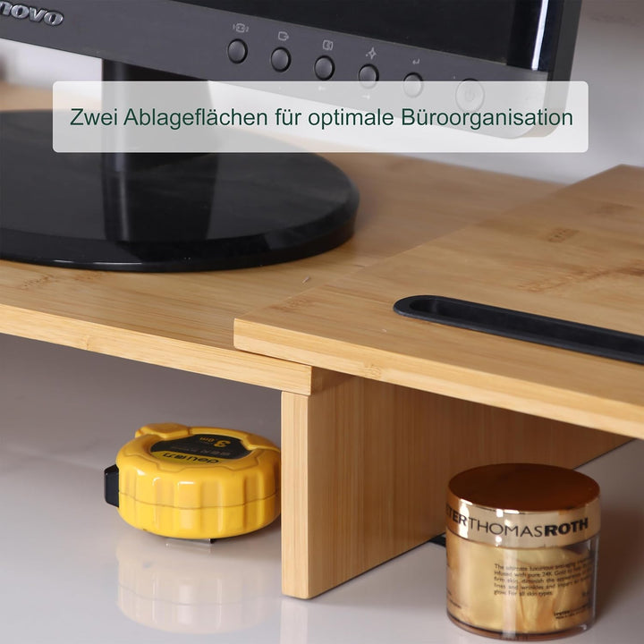 Relaxdays Monitorständer, 2 Monitore, ausziehbare Segmente, Breite 74-105 cm, ergonomische PC Ablage