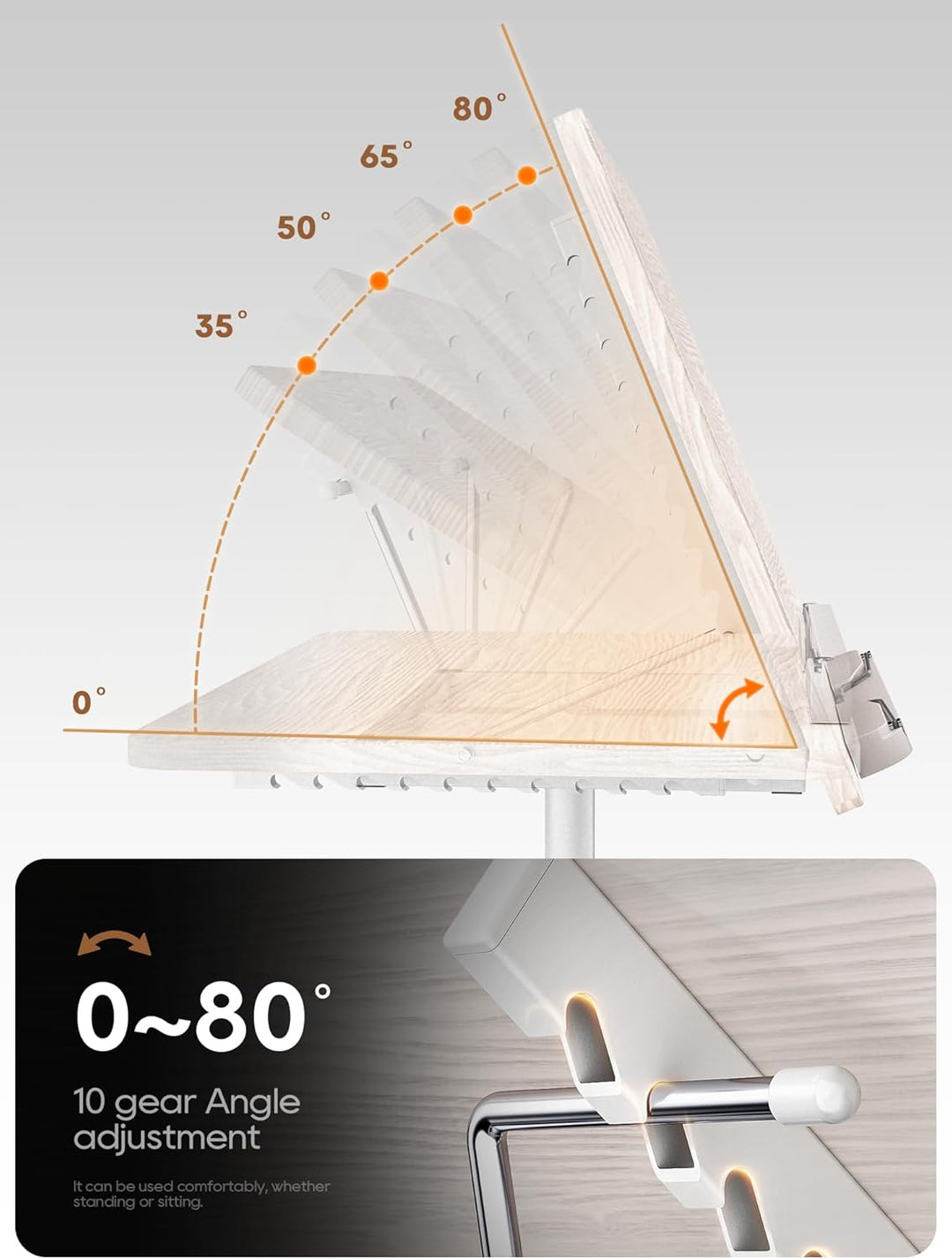 2-in-1 Verstellbarer Buchständer - Dual-Use Boden- und Tisch-Buchhalter, Höhenverstellbar 60 cm bis