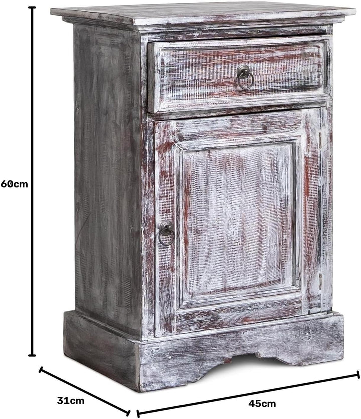 livasia Balinesischer Nachttisch – 45x30x60cm – Vintage Kommode, Wohnzimmer Kommode im Landhausstil