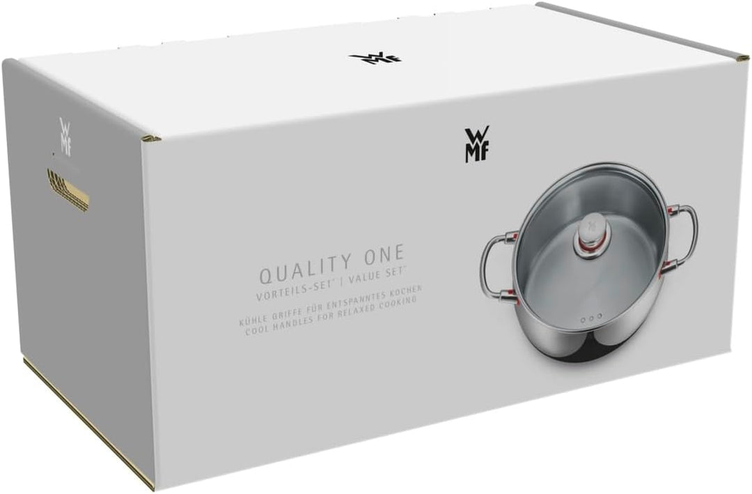 WMF Quality One Topfset Induktion 5-teilig, Kochtopf Set mit Glasdeckel, Cromargan Edelstahl poliert