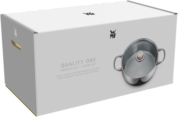 WMF Quality One Topfset Induktion 5-teilig, Kochtopf Set mit Glasdeckel, Cromargan Edelstahl poliert