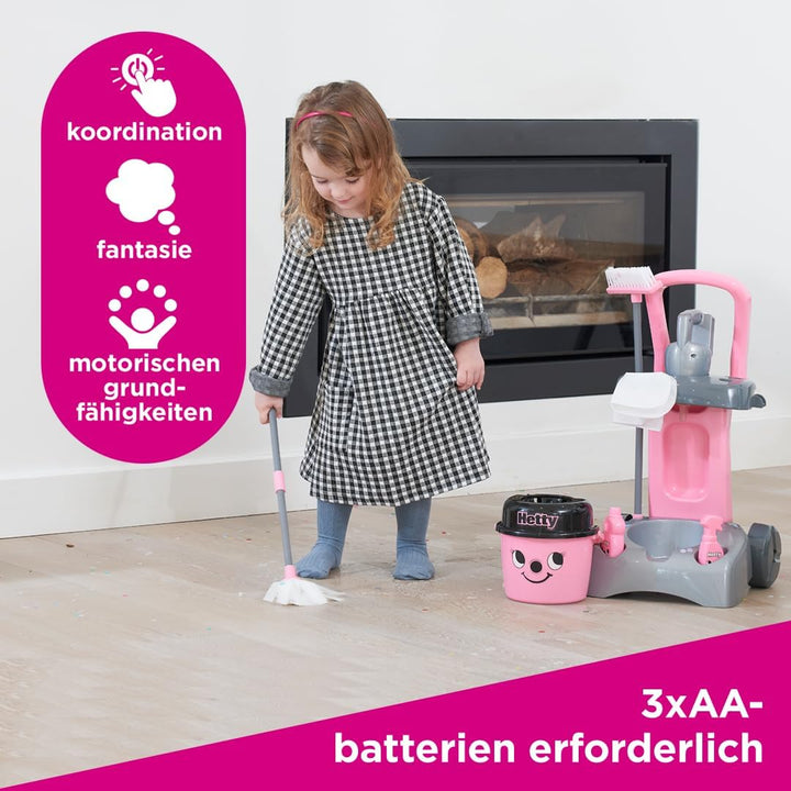 Casdon Henry & Hetty Spielzeug – Hetty Deluxe Putzwagen – Rosa Spielset im Hetty Design mit funktion