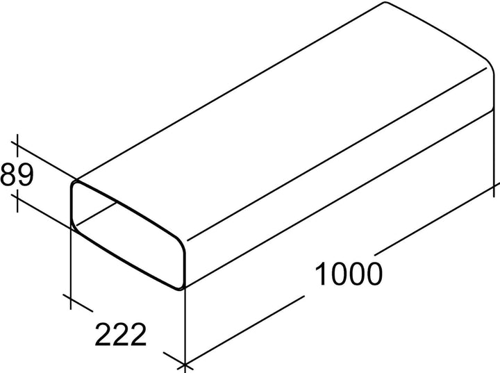 Vogt Flachkanalsystem 150 optimAIRo Vierkantrohr weiss 1000 x 222 x 89 mm, Kunststoff