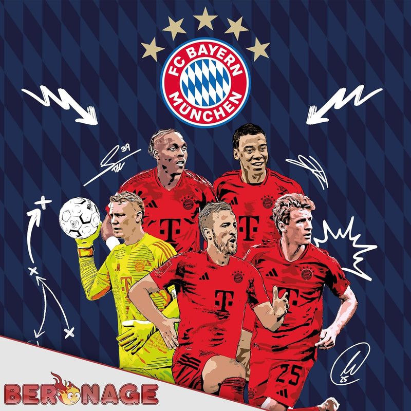 FC Bayern München Bettwäsche Players 135 x 200 cm + 80 x 80 cm 100% Baumwolle Renforcé-Linon-Qualitä