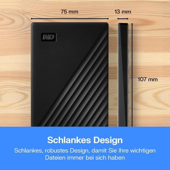 WD My Passport externe Festplatte 1 TB (mobiler Speicher, schlankes Design, herunterladbare Software