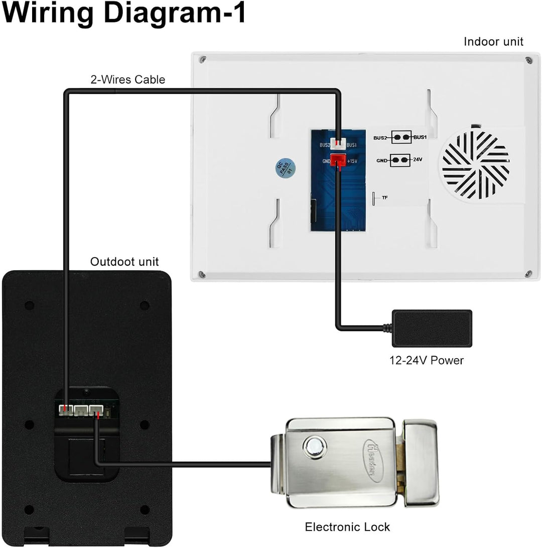 Klingel mit Kamera und Monitor, 2-Draht Türsprechanlage WLAN
