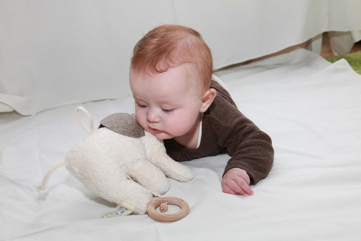 Efie Spieluhr Elefant mit Wollfilz Ohren, Material aus kontrolliert biologischem Anbau, 100% Made in