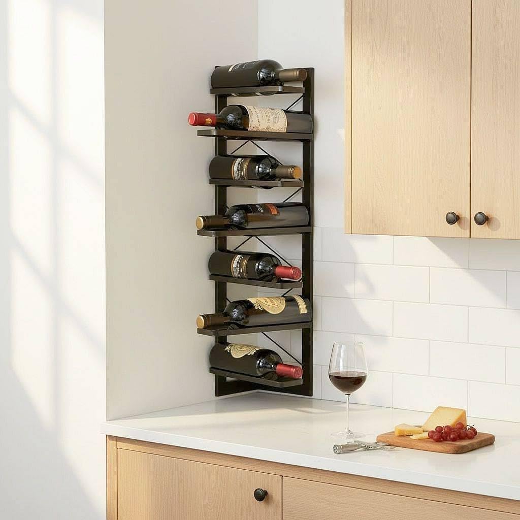DanDiBo Weinregal Metall Schwarz Ecke Wand 70 cm Eckregal Flaschenregal 96292 Flaschenhalter Wandmon