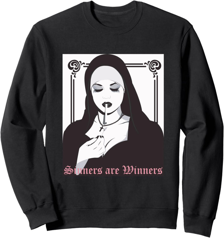 Sinners are Winners Nun Kawaii Pastel Dark Gothic Sweatshirt