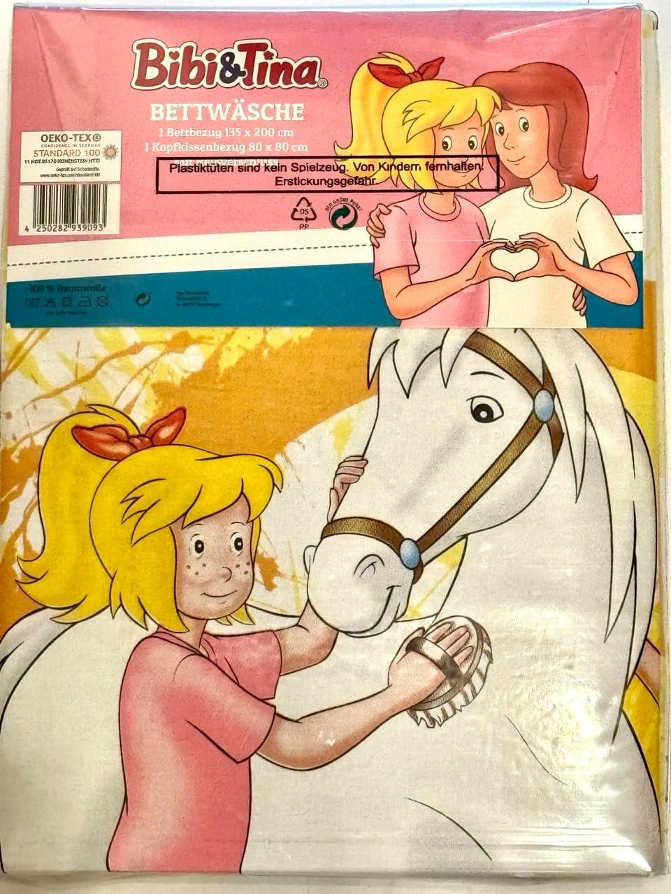 Tex idea Bettwäsche Glatt Bibi und Tina Blocksberg 135 x 200 Reissverschluss Geschenk Neu - All-In-O