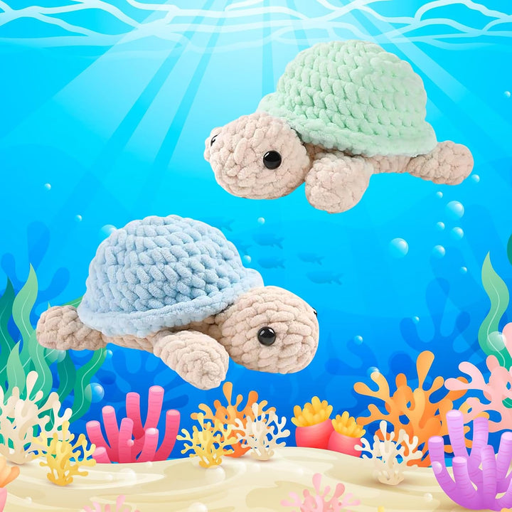 DEMIUKO Häkeln für Anfänger Tiere Häkelset 2 Stück Schildkröte Strickset für Erwachsene Kinder Stric
