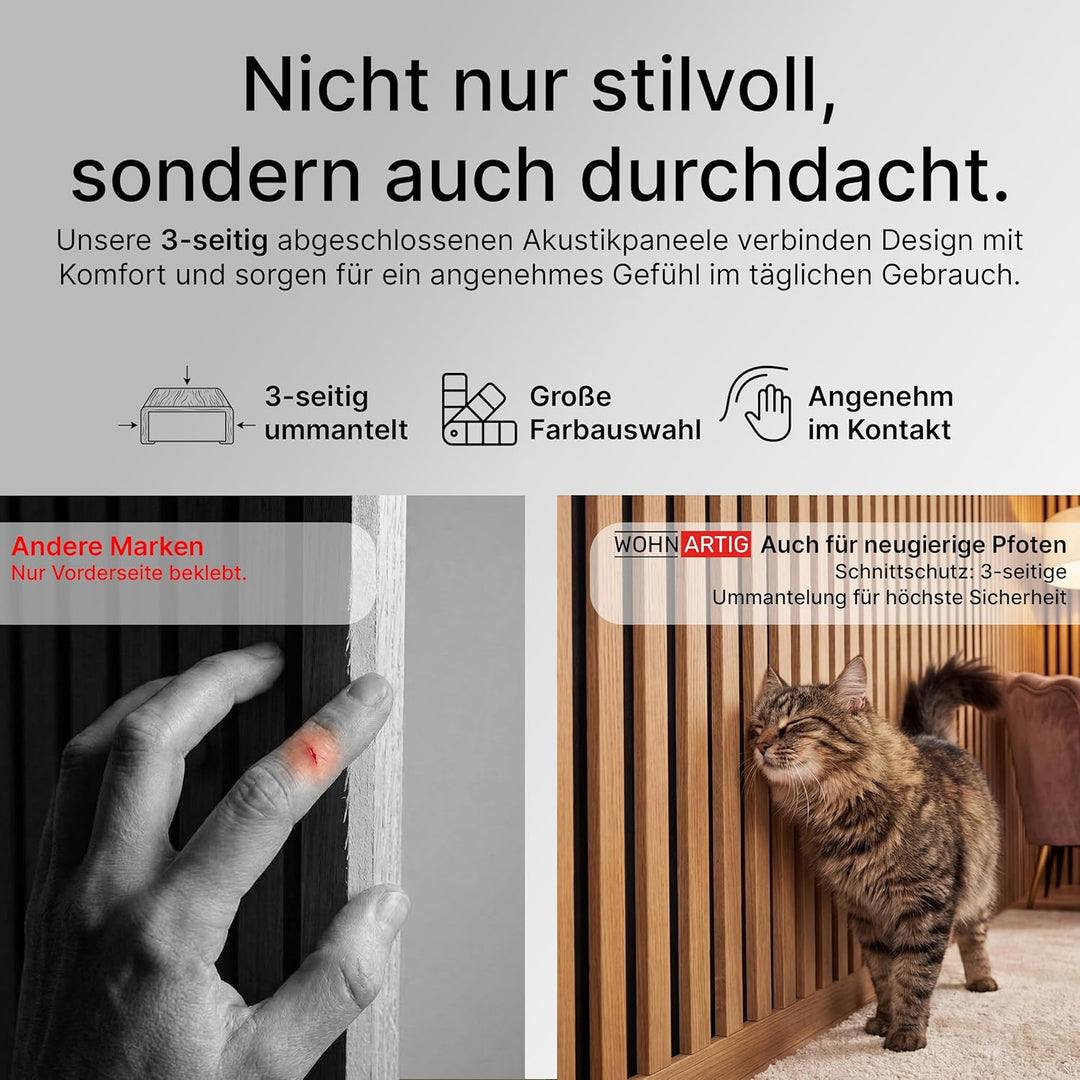 wohnartig 3D Akustikpaneele (Eiche Natur, 1 Stück 240cm x 54cm) Eiche Natur 1 Stück 240cm x 54cm, Ei