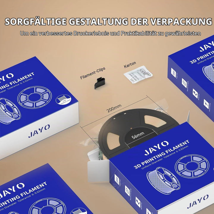 JAYO PLA Holz Filament 1,75 mm Kirschholz, Echtes Holz PLA 3D Drucker Filament, Holzstruktur, mit 15