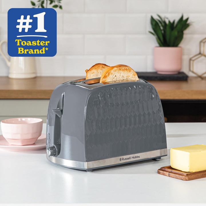 Russell Hobbs 26063 Waben-Toaster mit 2 Scheiben (extra breite Schlitze, hohe Hebefunktion, 6 Bräunu