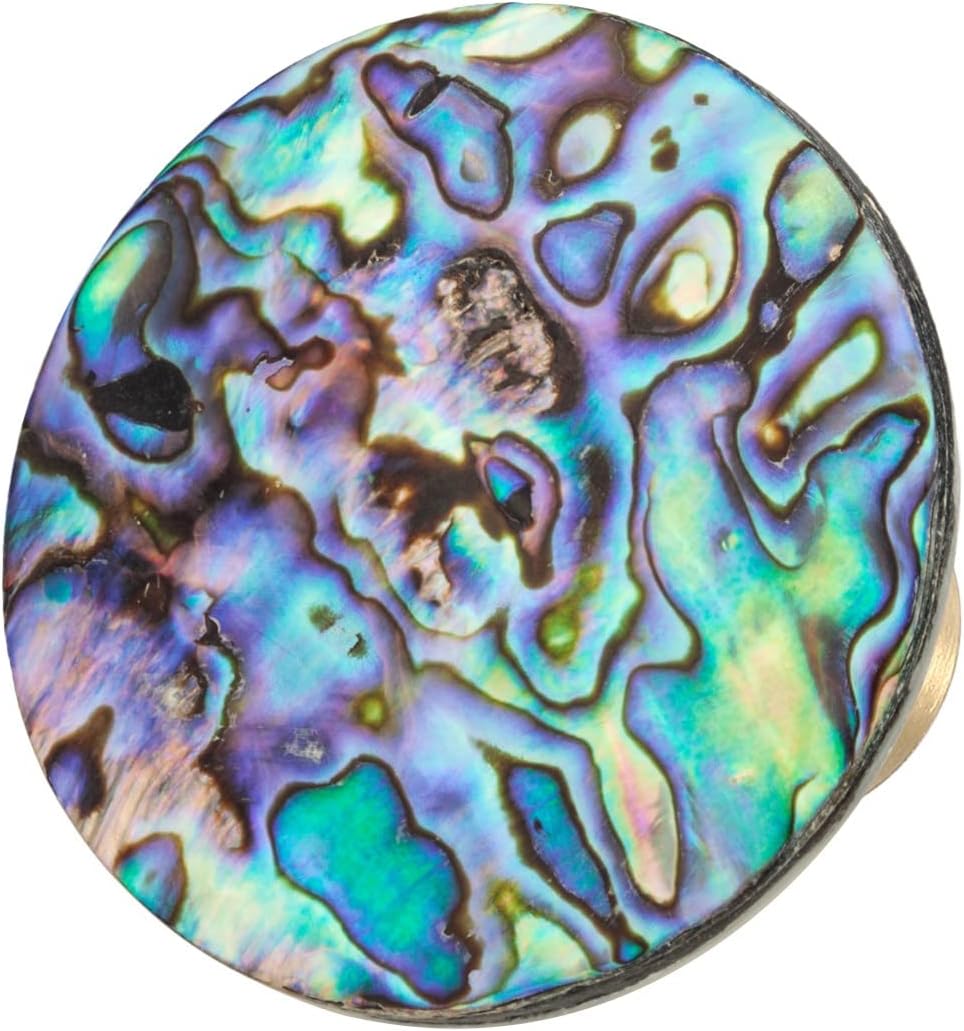 mookaitedecor Satz von 4 Runde Form Abalone Shell Cabinet Knobs mit Schrauben, dekorative Stein zieh