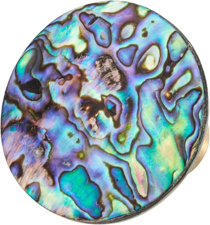 mookaitedecor Satz von 4 Runde Form Abalone Shell Cabinet Knobs mit Schrauben, dekorative Stein zieh