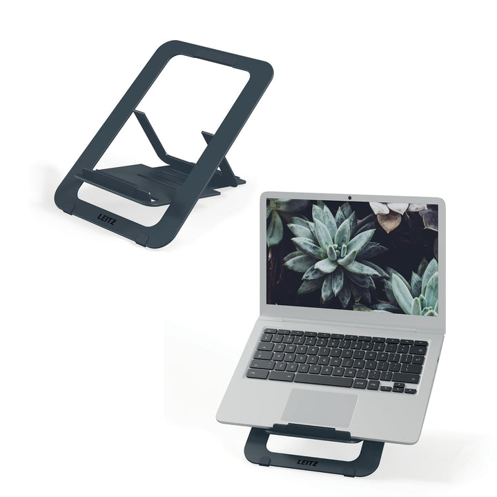 Leitz Aluminium Ultra-Flacher Verstellbarer Laptopständer, Extra leicht, faltbar & ergonomisch, 5 Hö