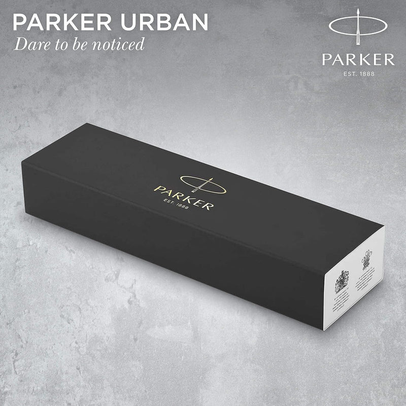 Parker Urban Füller | Muted Black mit Chromzierteilen | Füllfederhalter mit mittlerer Feder und blau