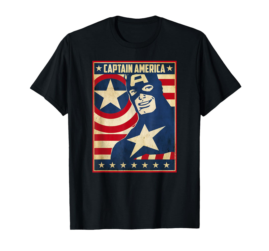 Kids Marvel Captain America Avengers Poster Graphic T-Shirt 6 Silver