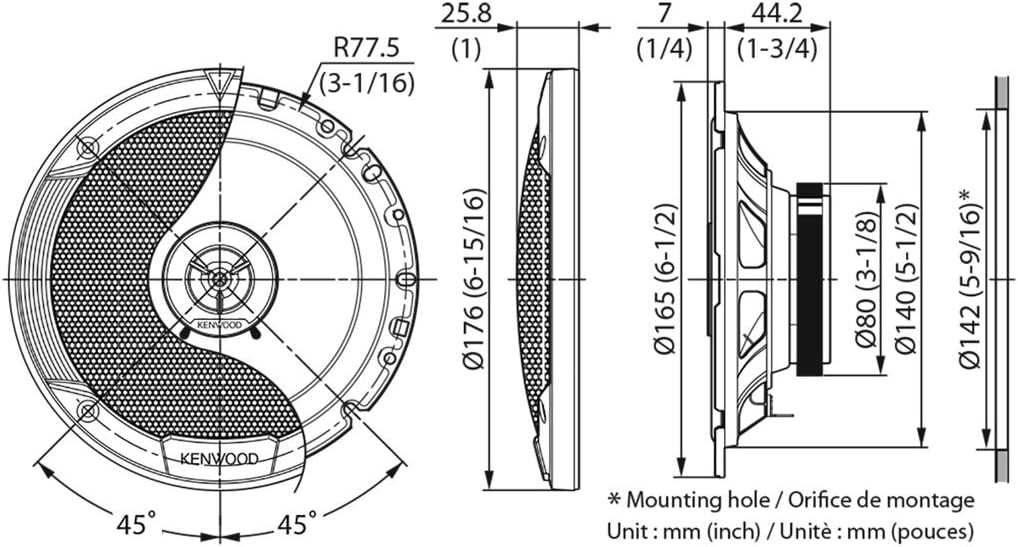 KENWOOD KFC-S1766 car Speaker Round 2-Way 300 W 2 pc(s) Austin, Austin