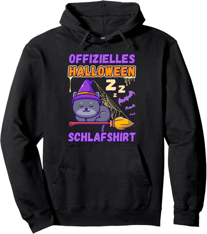 Offizielles Halloween Schlafshirt, Schlafendes Kätzchen Pullover Hoodie
